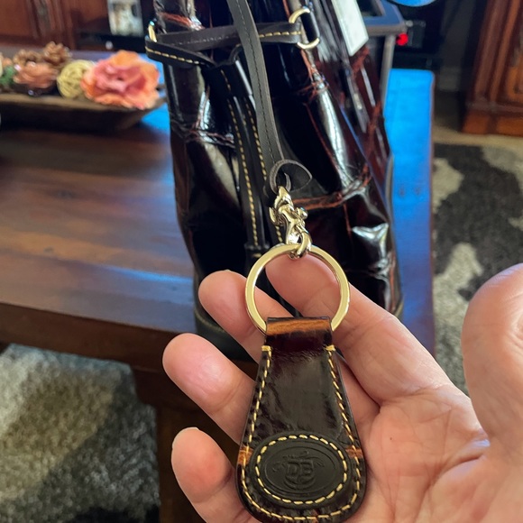 Dooney Bourke Cognac Double Strap Tassel Satchel NWT 11X14 - Picture 2 of 16